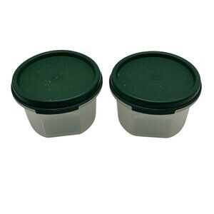 2 Tupperware Modular Mates 7 oz Containers 1605 with Green Lids USA Used Bundle